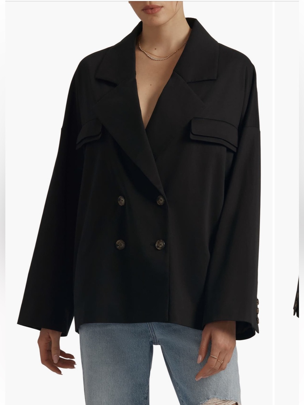 Favorite Daughter The Henry Double Breasted Jacket In Black